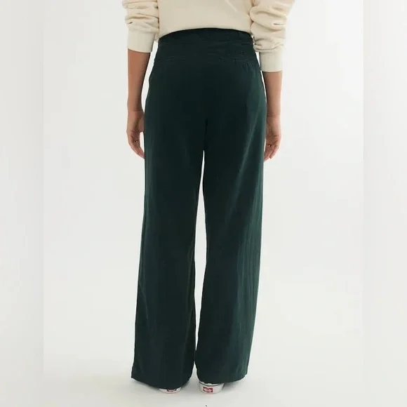 Marine Layer Flora Micro Corduroy Trouser in Dark Green Gables 4 - Picture 4 of 12